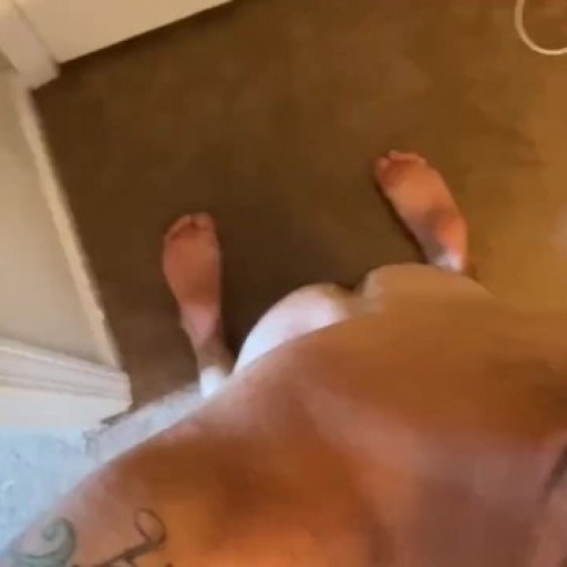 Hairy hunk jerks and cums on feet