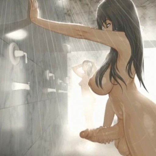 Futanari Masturbates In Public Bathroom