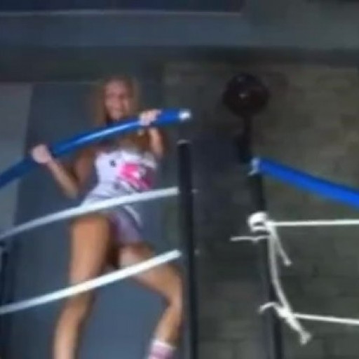 Nasty blonde banged on the stairs