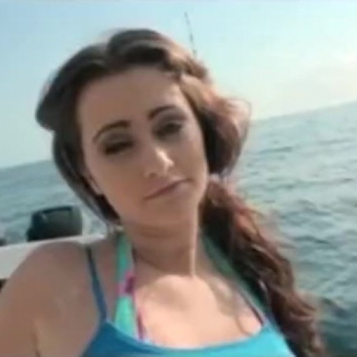 Young big-tit brunette slut teen girlfriend fucks outdoors on boat