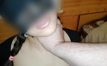 Homemade BDSM - Slapping On The Face and Fucking In The Mouth With A Big Dildo