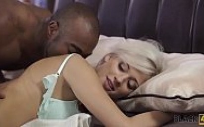 BLACK4K. Czech blonde takes the initiative and spreads legs for black man