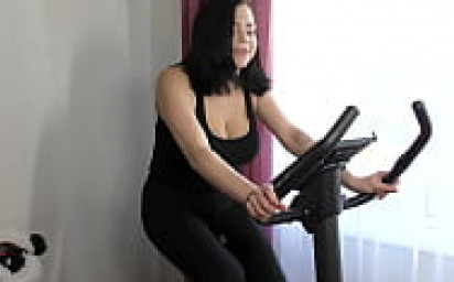 Exercise on Bicycle after Pregnancy Bouncing Boobs and Nipples Playing